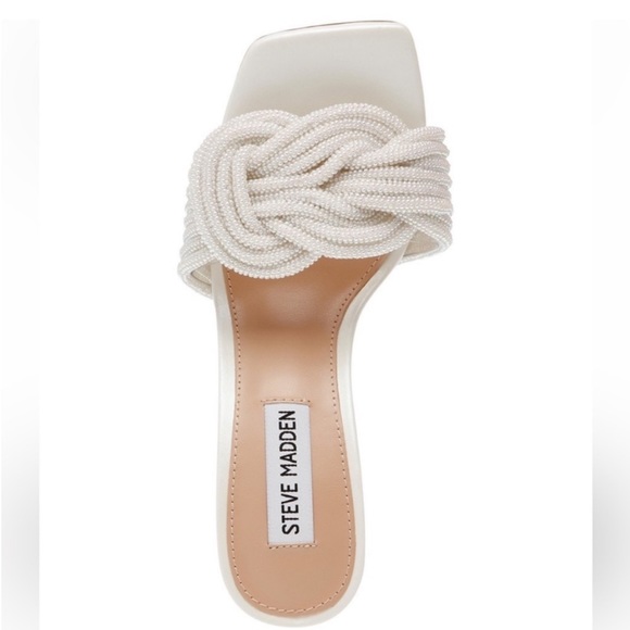 Steve Madden applaud white beaded heels sandals - Picture 3 of 9